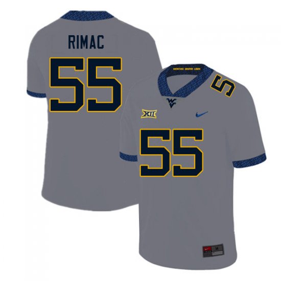 Men's West Virginia Mountaineers NCAA #55 Tomas Rimac Gray Authentic Nike Stitched College Football Jersey LG15K66HX